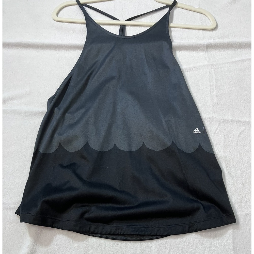 Adidas x Marimekko Black Scalloped Racerback Tank Top High Neck Medium Gym Run